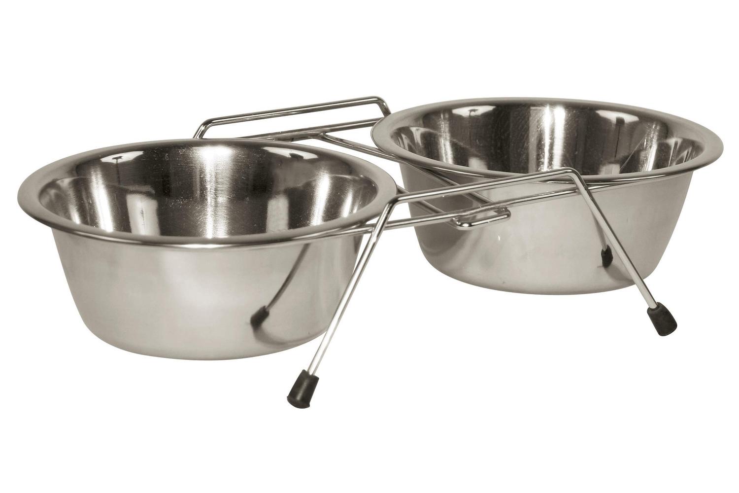 Kerbl Pet Ker-83406 - Metal Twin Feeder Incl. 2 X 1800 Ml Bo-2