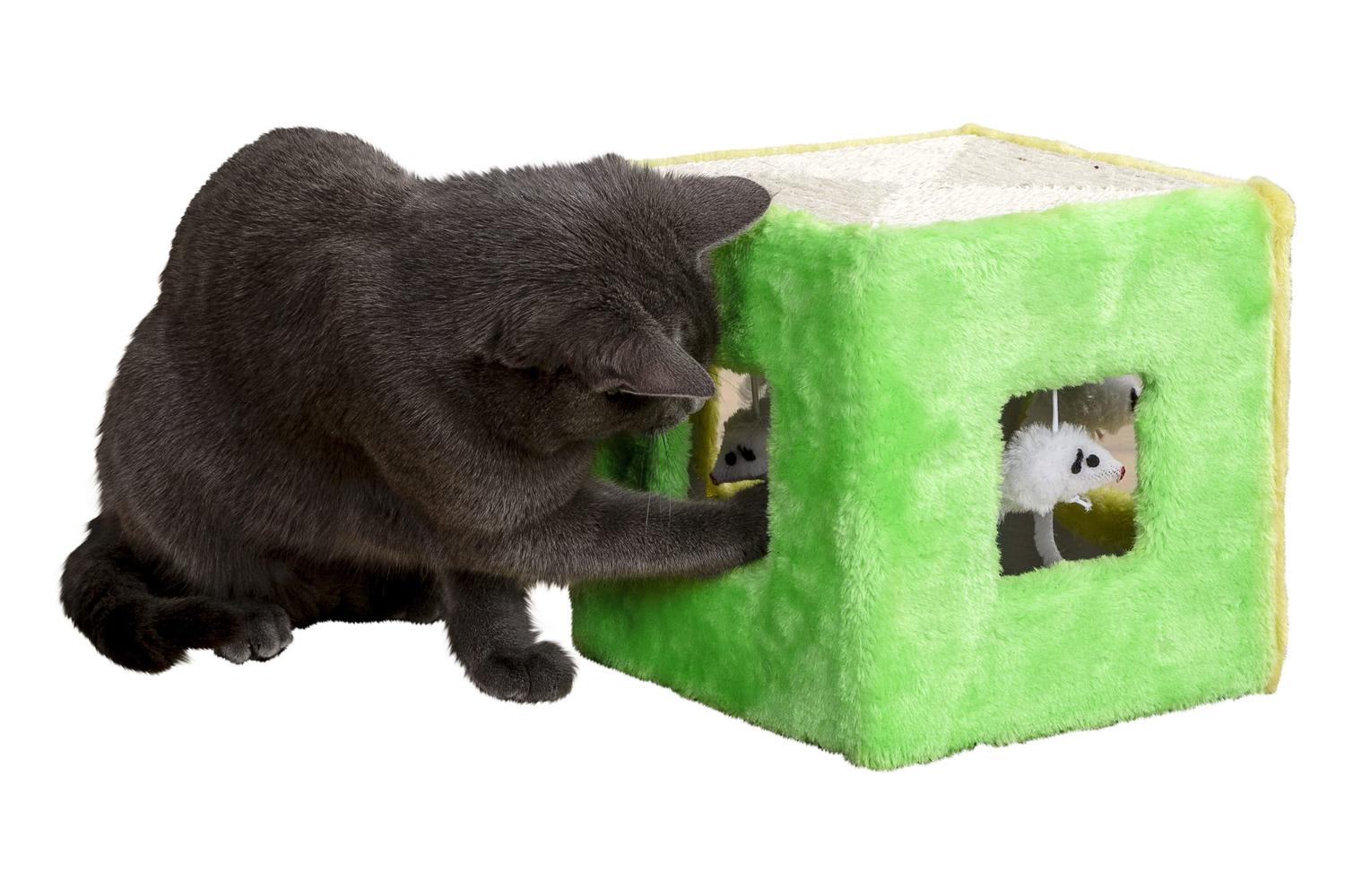 Kerbl Ker-81670 - Sisal Toy Cube 20x20x20cm, Green/yellow-2