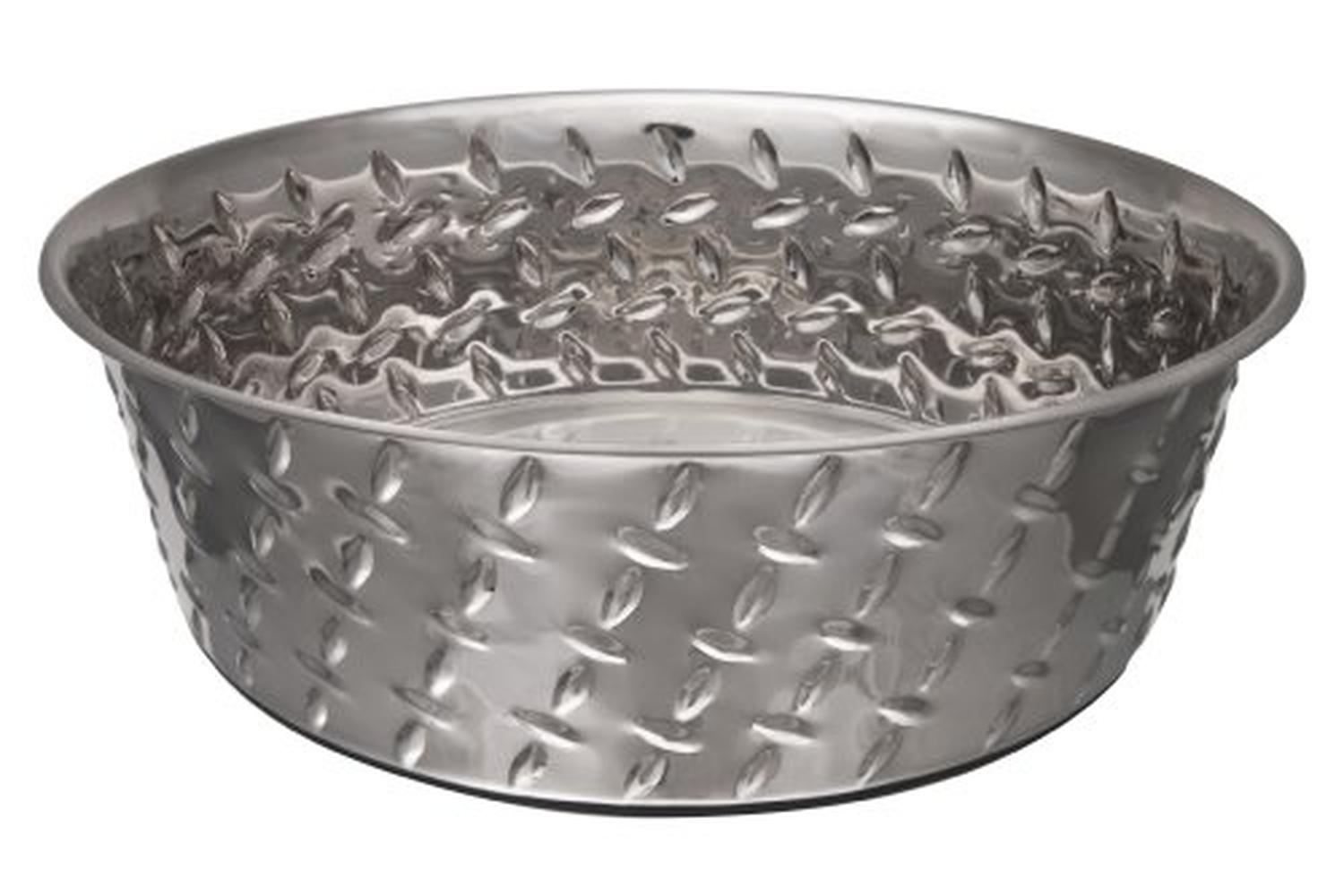Loving Pets Pei-264836 - Diamond Plate Bowl With Non-skid Bo-2