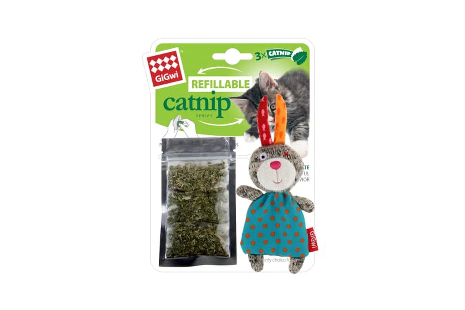 Gigwi Pei-266324 - Gigwi Refillable Rabbit Ziplock Cat Toy W-2