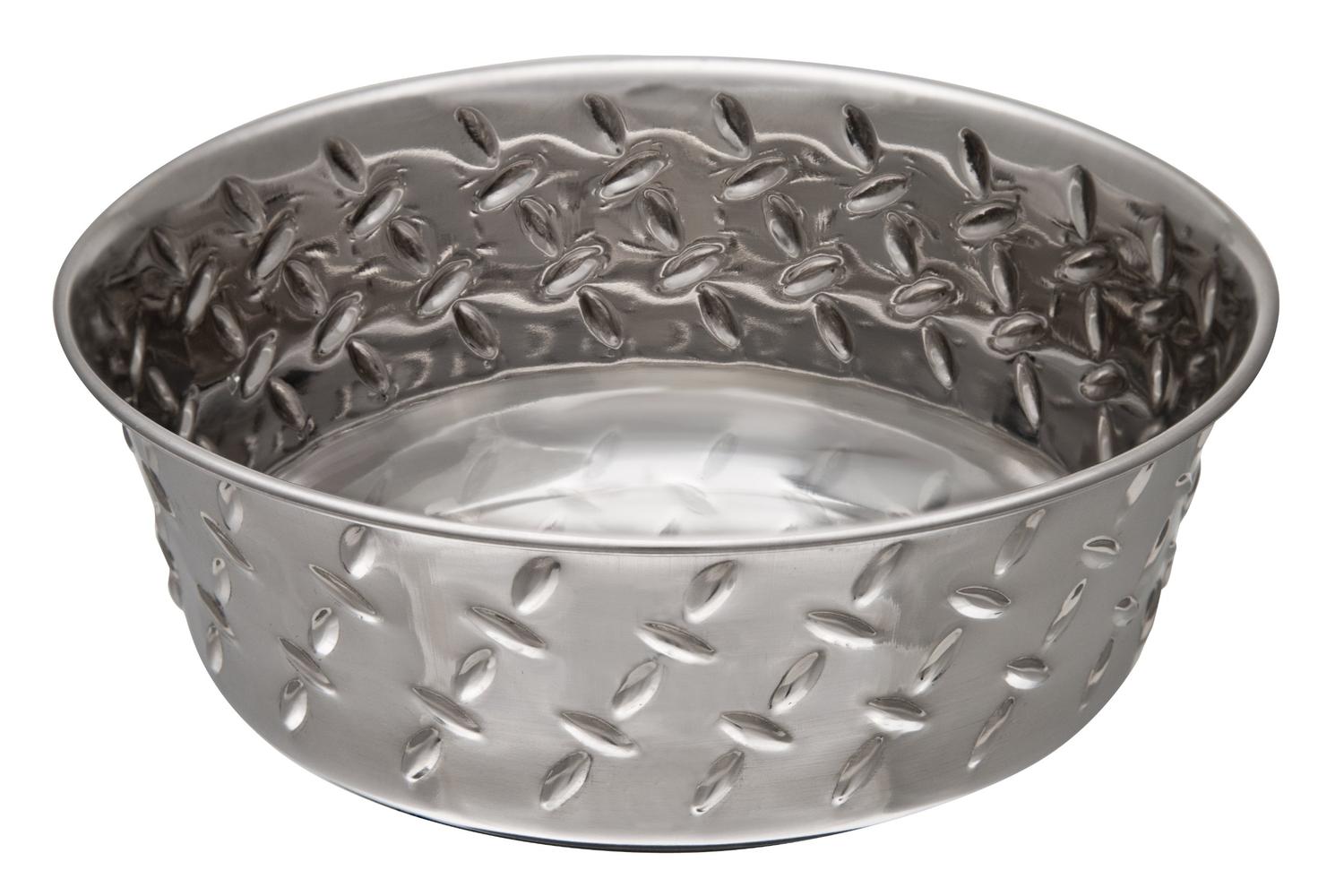 Loving Pets Pei-264835 - Diamond Plate Bowl With Non-skid Bo