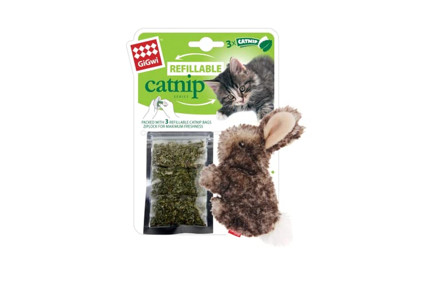 Gigwi Pei-266320 - Gigwi Refillable Rabbit Ziplock Cat Toy W-2