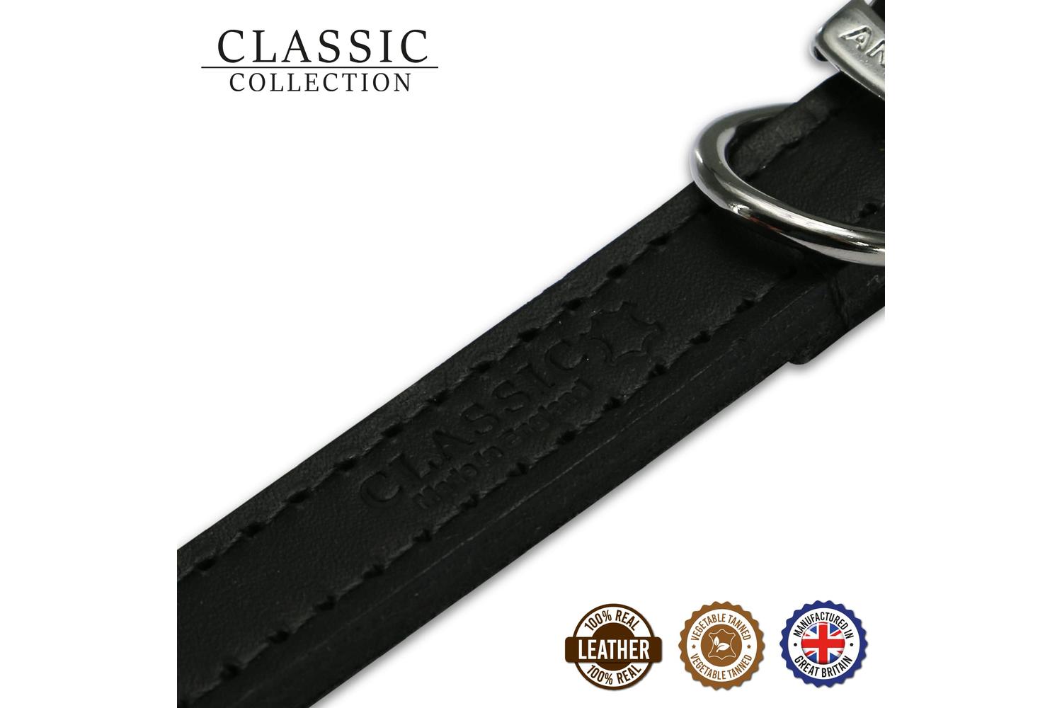 Ancol Bp-870379 - An Leather Collar Black 45-54cm Size 6-3