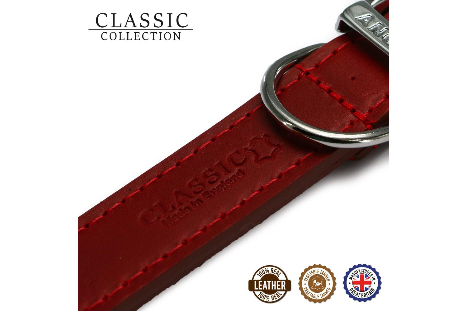 Ancol Bp-870390 - An Leather Collar Red 45-54cm Size 6-3