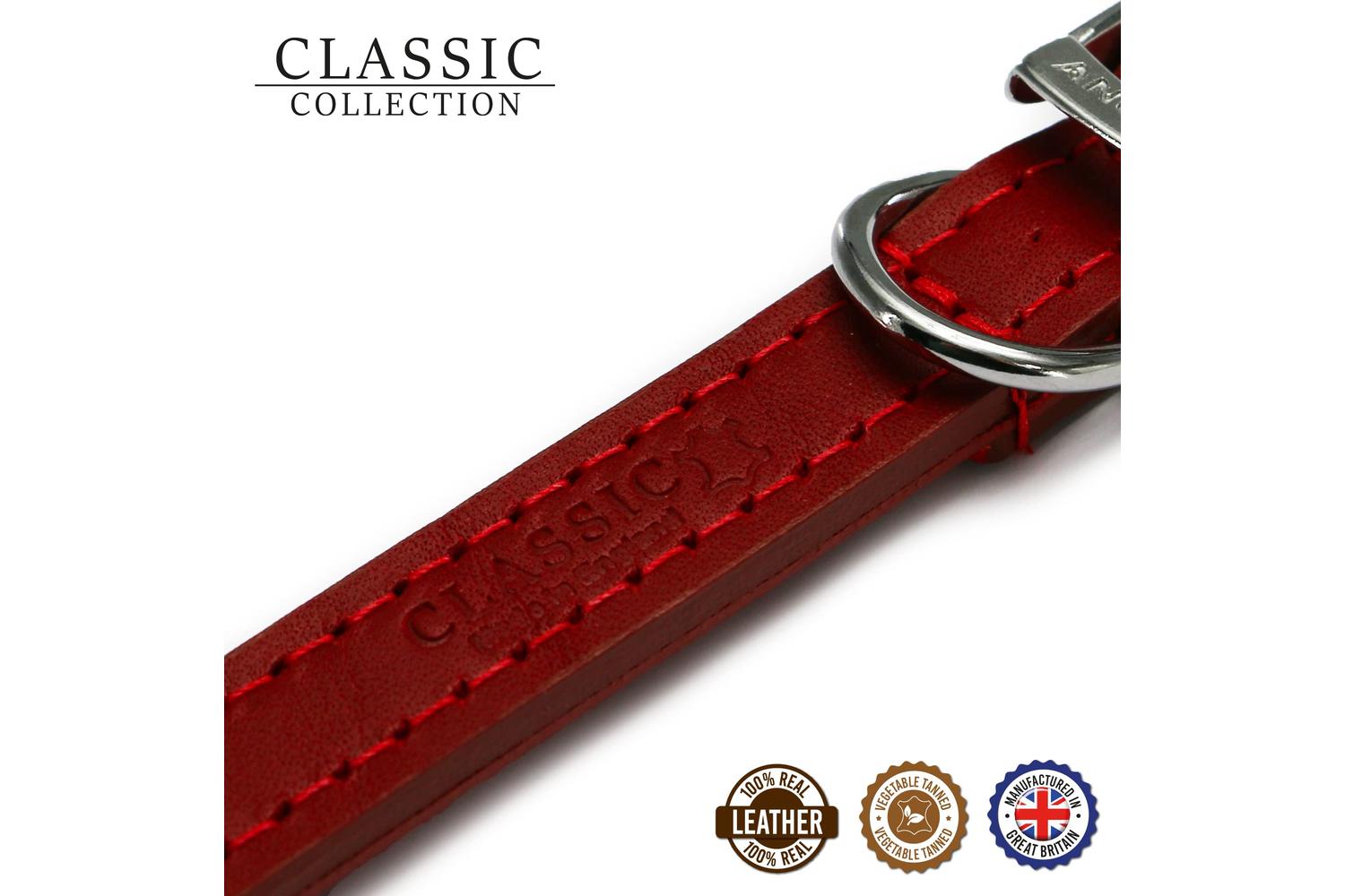 Ancol Bp-870582 - An Leather Collar Red 35-43cm Size 4-2