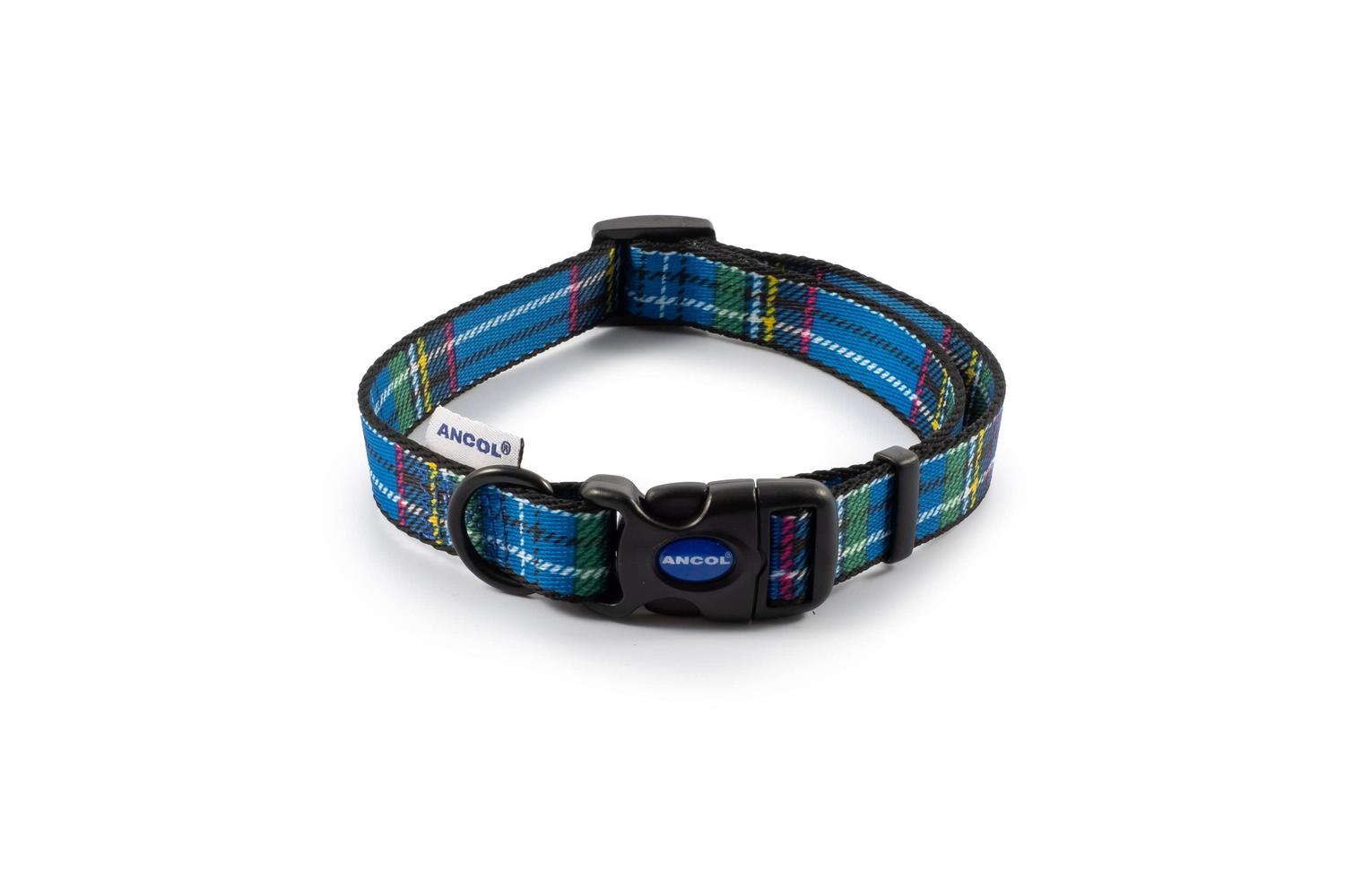 Ancol Bp-785520 - An Adj Coll Tartan Blue Med 30-50cm
