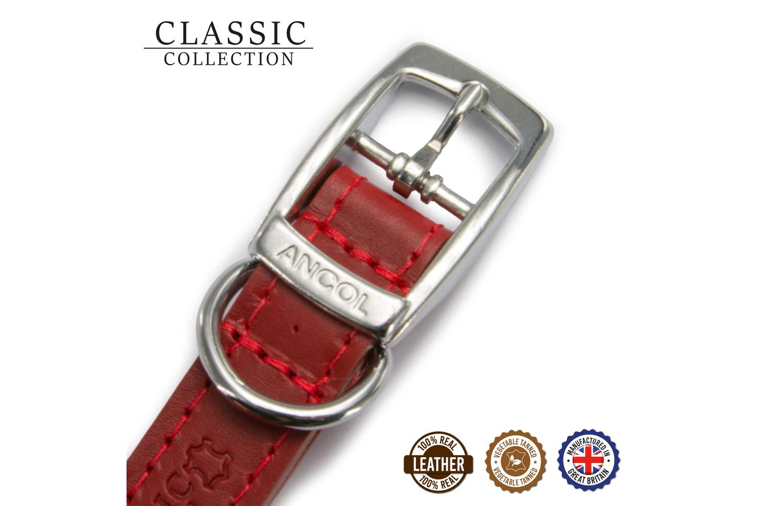 Ancol Bp-870110 - An Leather Collar Red 20-26cm Size 1-2