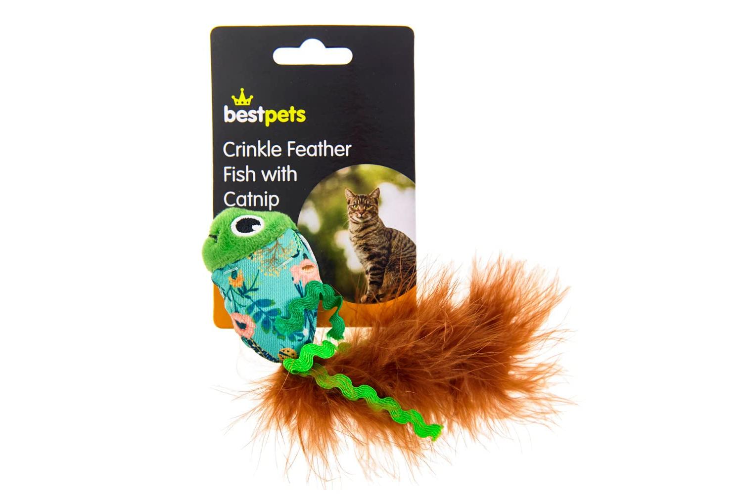 Bestpets Bp-761251 - Bp Crinkle Feather Fish - Sgl