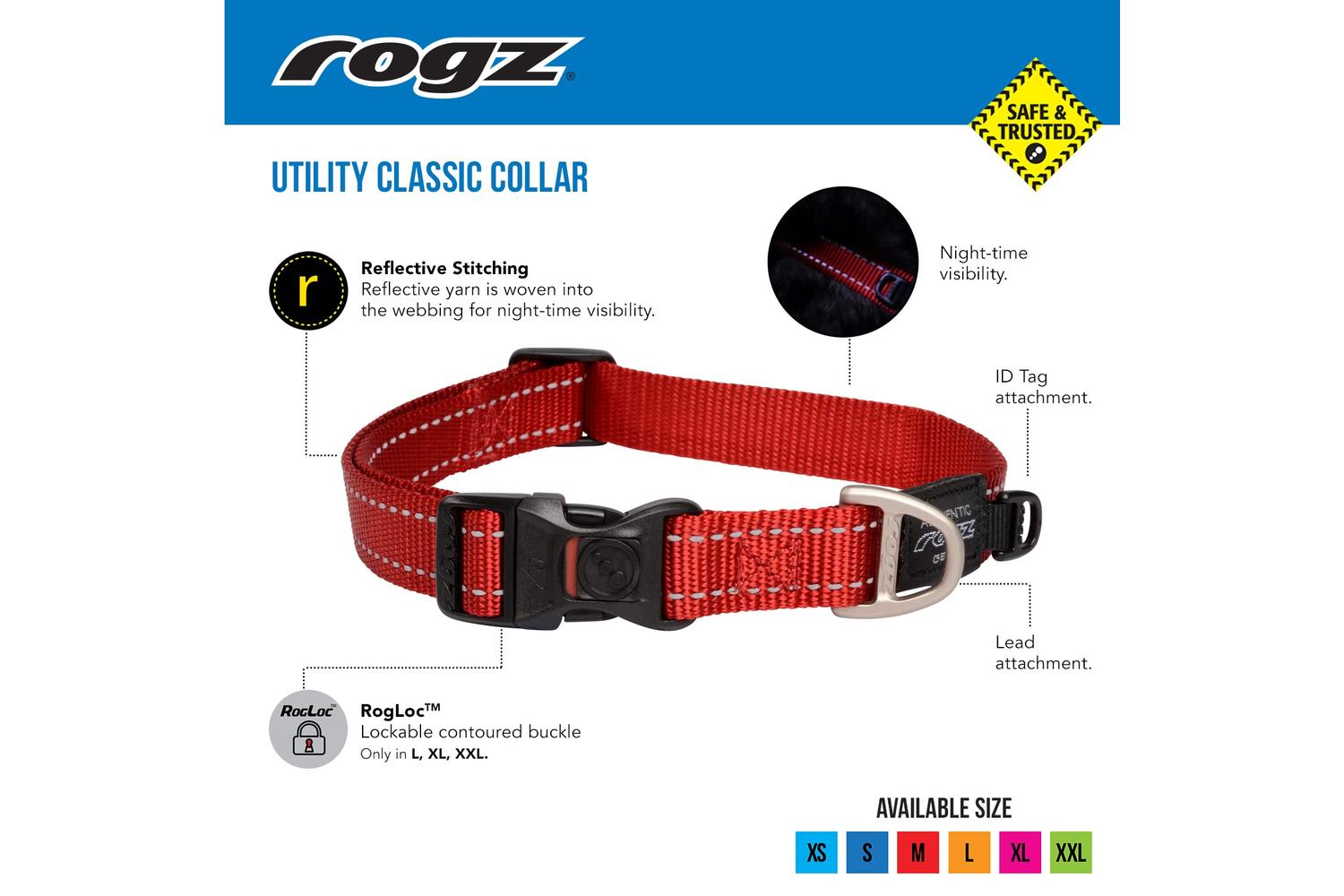 Rogz Bp-653641 - Rogz Utility Red Collar Lge-3