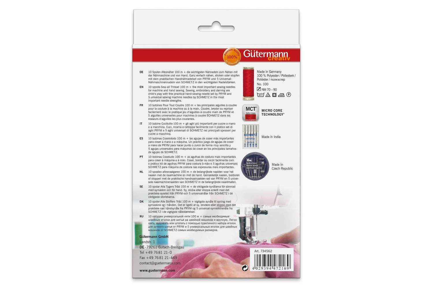 Gutermann Gro-734562 - Tset Sa 10x100m Ndls - Thread Set Sew-3