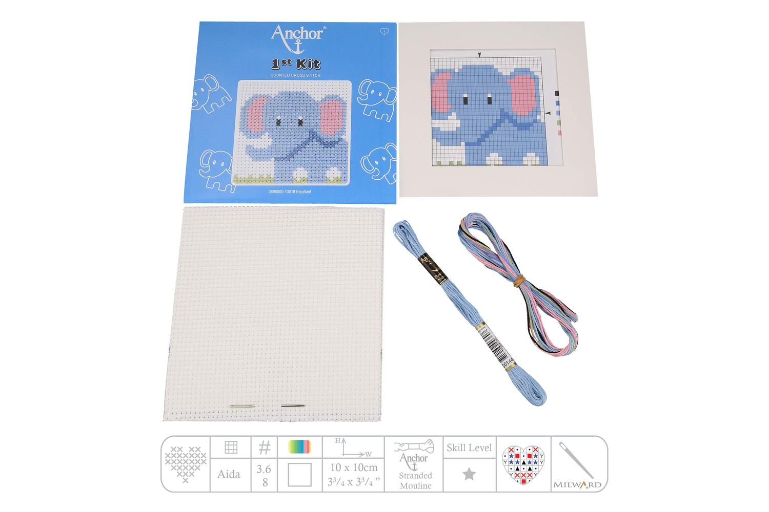 Anchor Gro-3690000\10018 - First Kit Elephant - Counted Cros-3