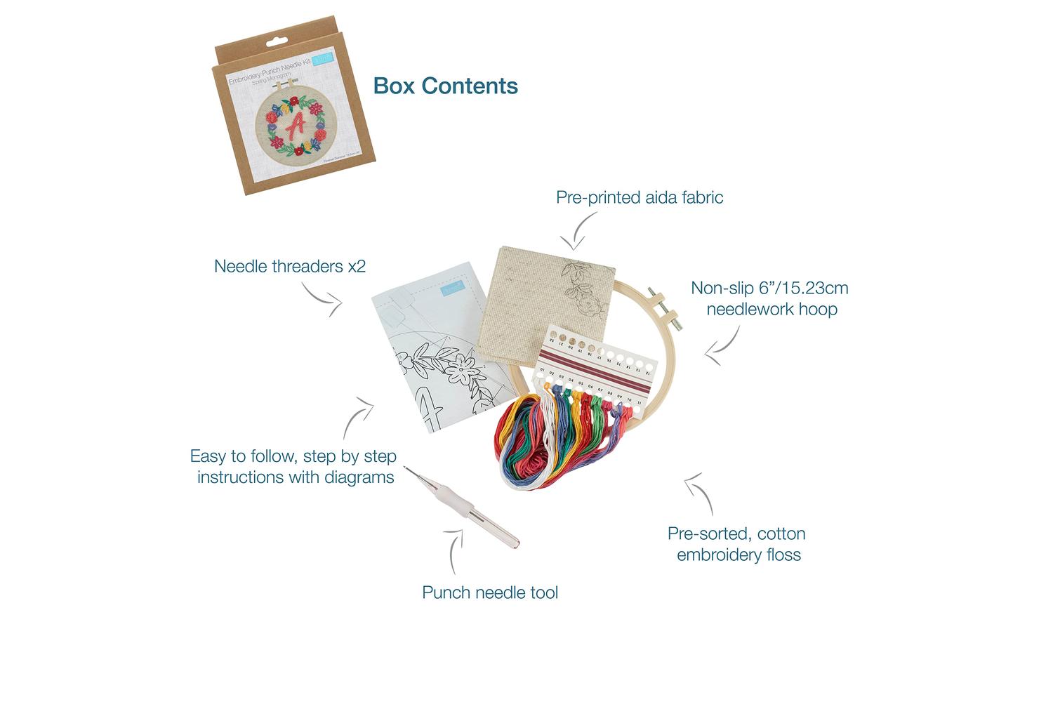 Trimits Gro-gck180 - Punch Needle Kit Floss And Hoop Floral-3