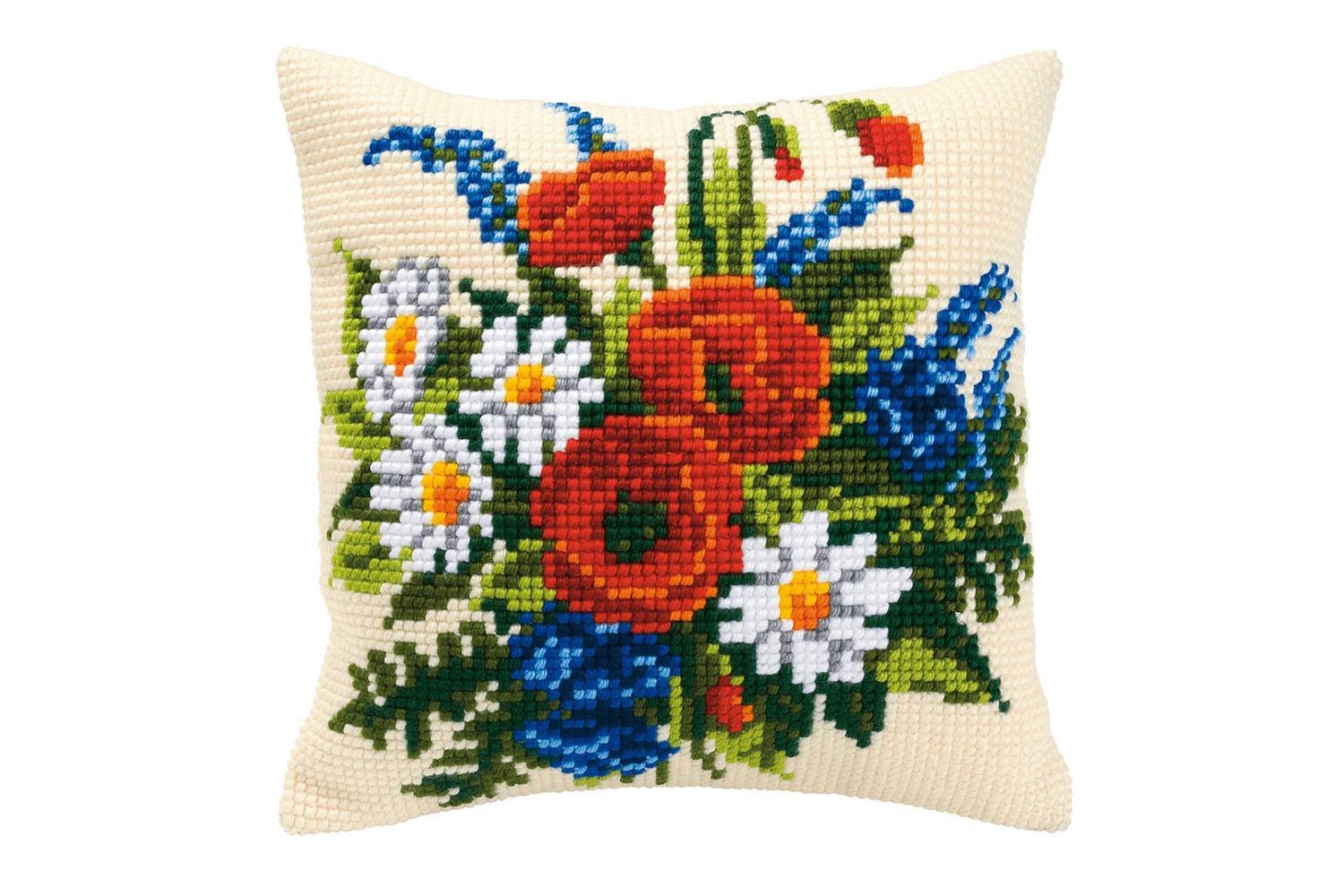 Vervaco Gro-pn-0008549 - Cushion Mixed Flwrs - Cross Stitch