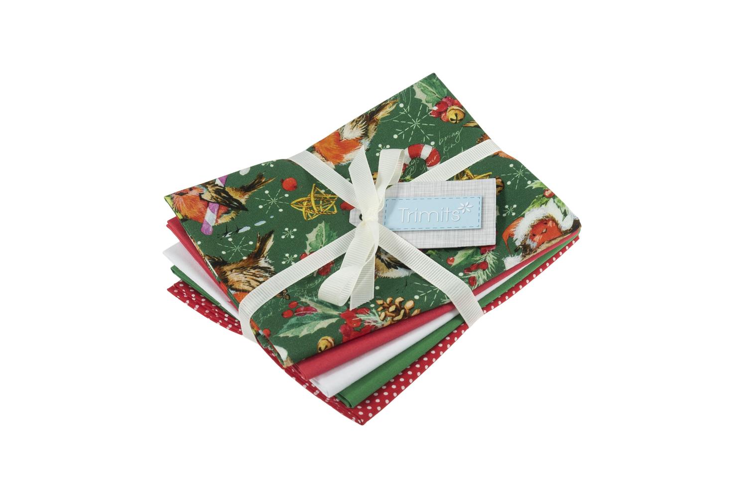 Trimits Gro-gtc186 - Fq Pk Grn Robins - Fabric Fat Quarters