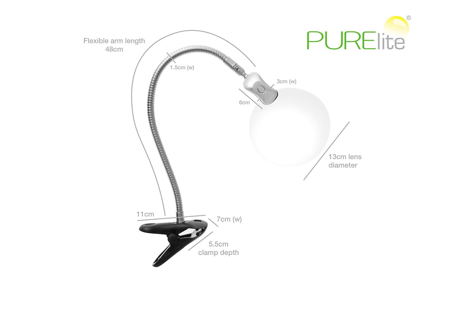 Purelite Gro-cfpl01 - Clip-on Mag Light Lr - Magnifying Lamp-4