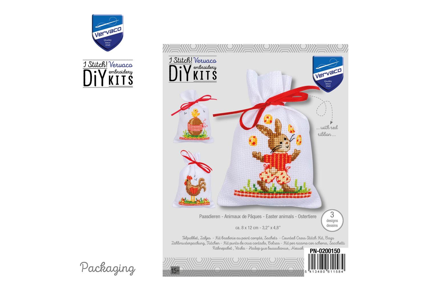 Vervaco Gro-pn-0200150 - Counted Cross Stitch Kit Gift Bags-3