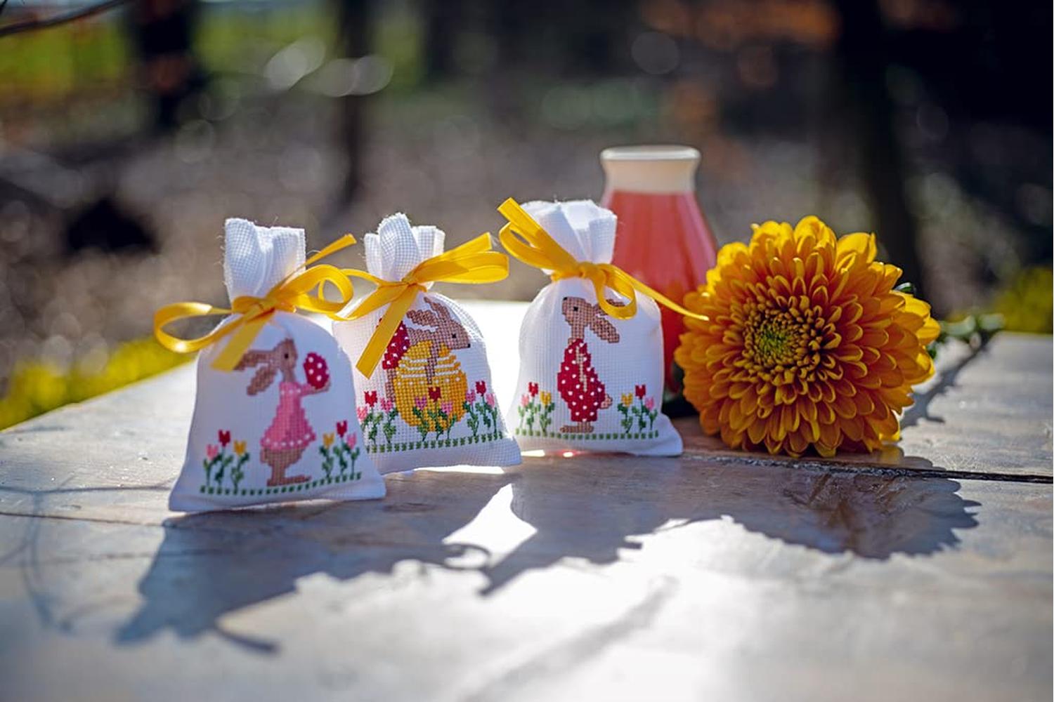 Vervaco Gro-pn-0196545 - Draw String Gift Bags Easter Rabbit-2