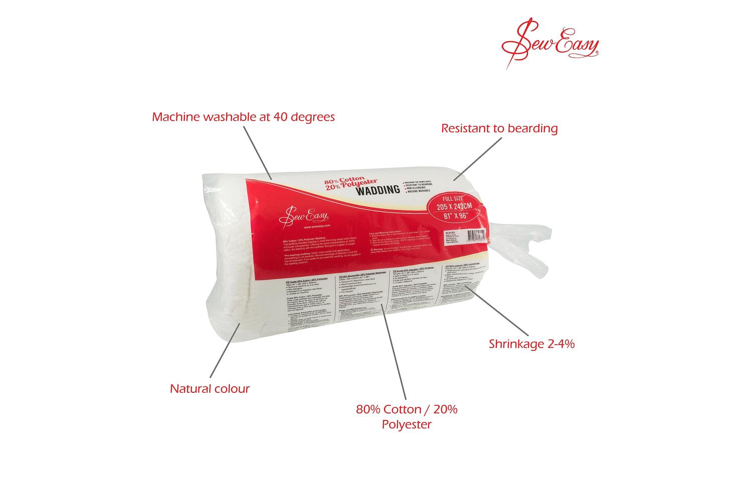 Sew Easy Gro-nlw.203 - Wadding 81x96in - Wadding 80 Cotton A-2