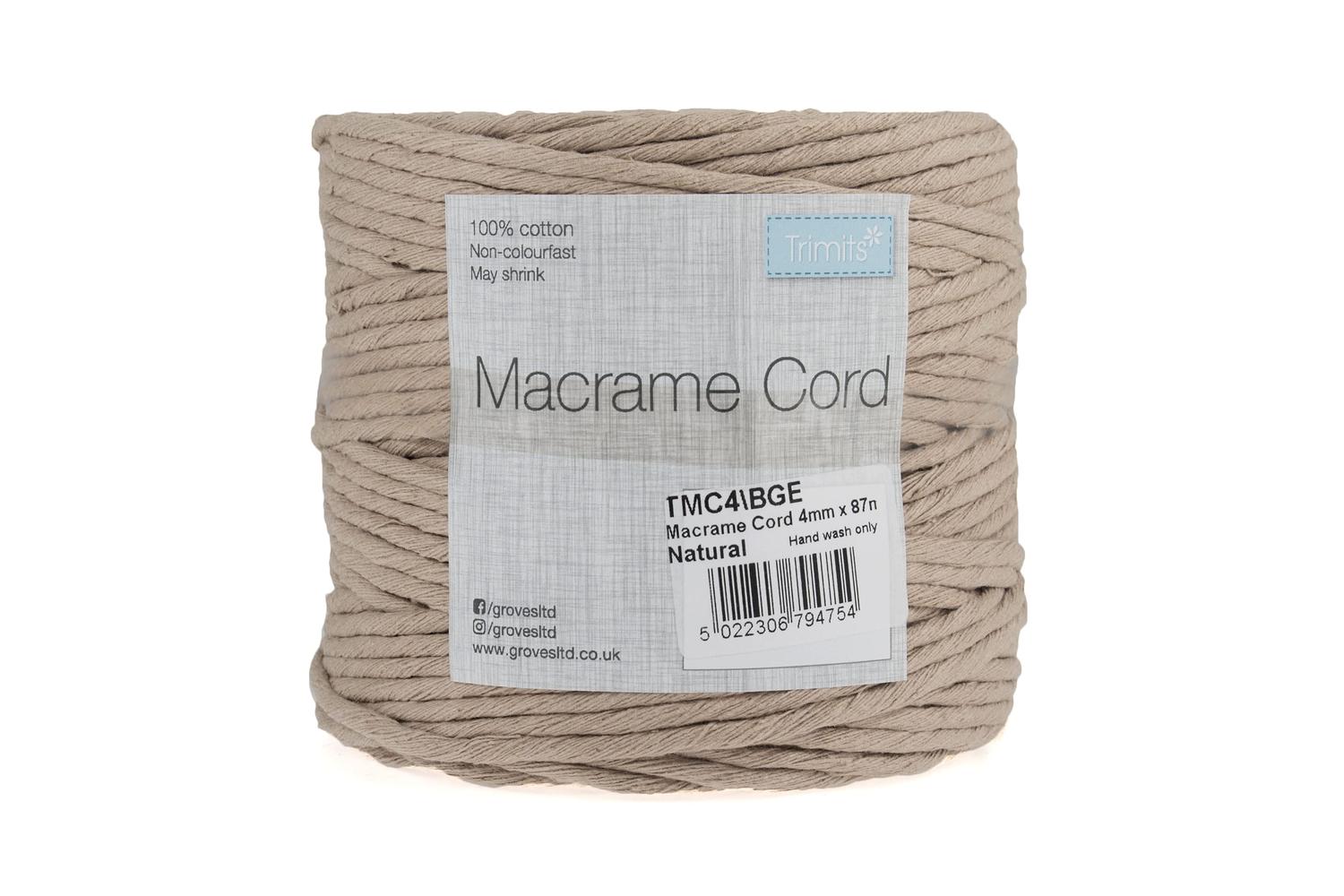 Trimits Gro-tmc4\bge - Trim Macram Cord Cotton 87m X 4mm 05k