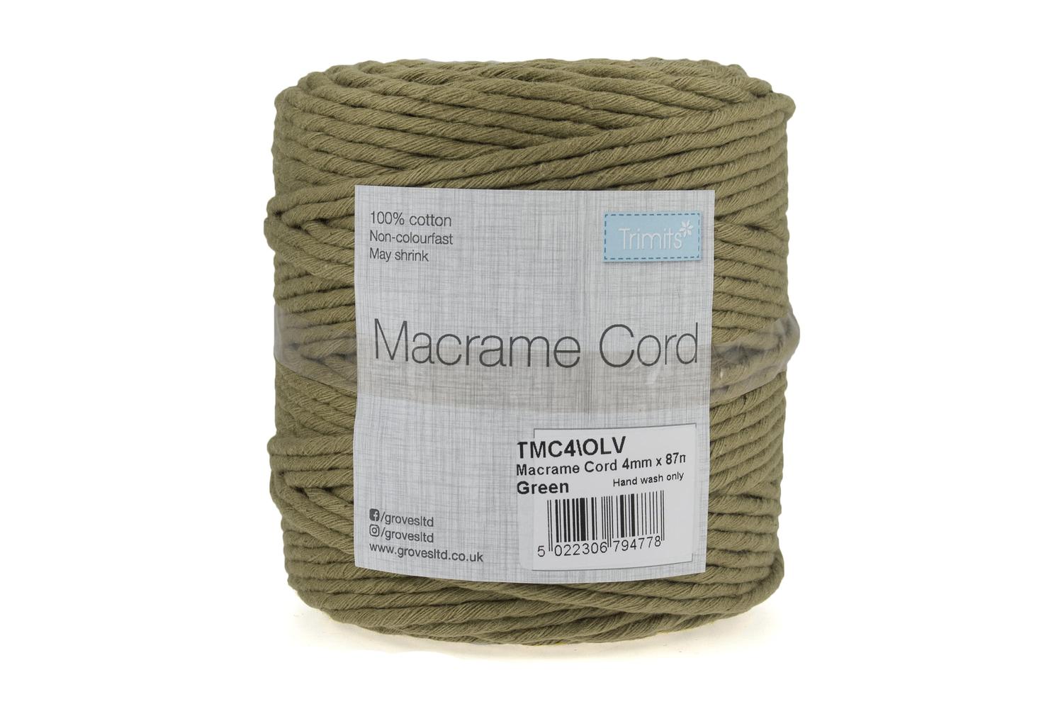 Trimits Gro-tmc4\olv - Trim Macram Cord Cotton 87m X 4mm 05k