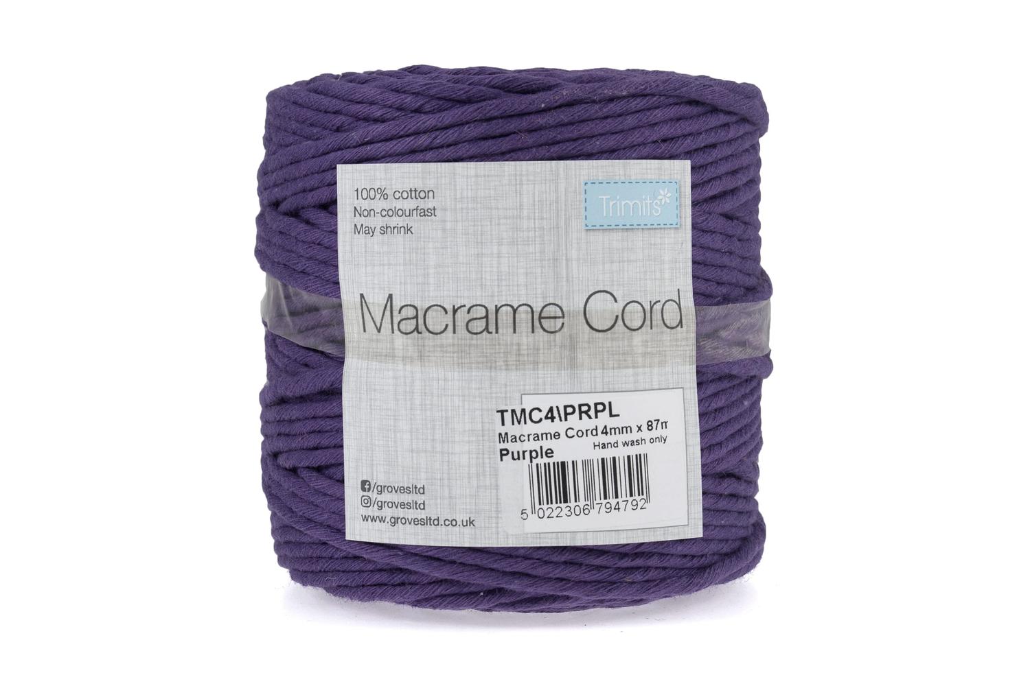Trimits Gro-tmc4\prpl - Trim Macram Cord Cotton 87m X 4mm 05