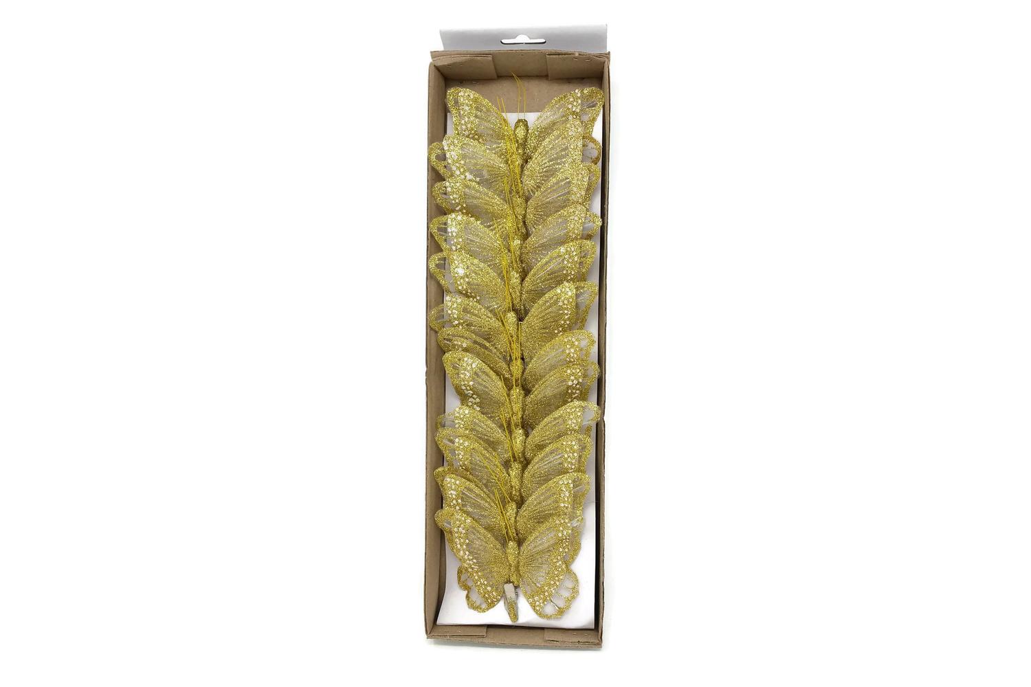 Occasions Gro-c5990gl - Butterfly 10cm On Clip Gold Glitter