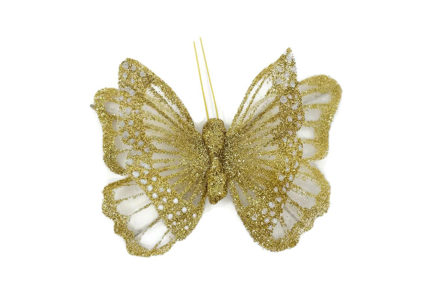Occasions Gro-c5990gl - Butterfly 10cm On Clip Gold Glitter-2