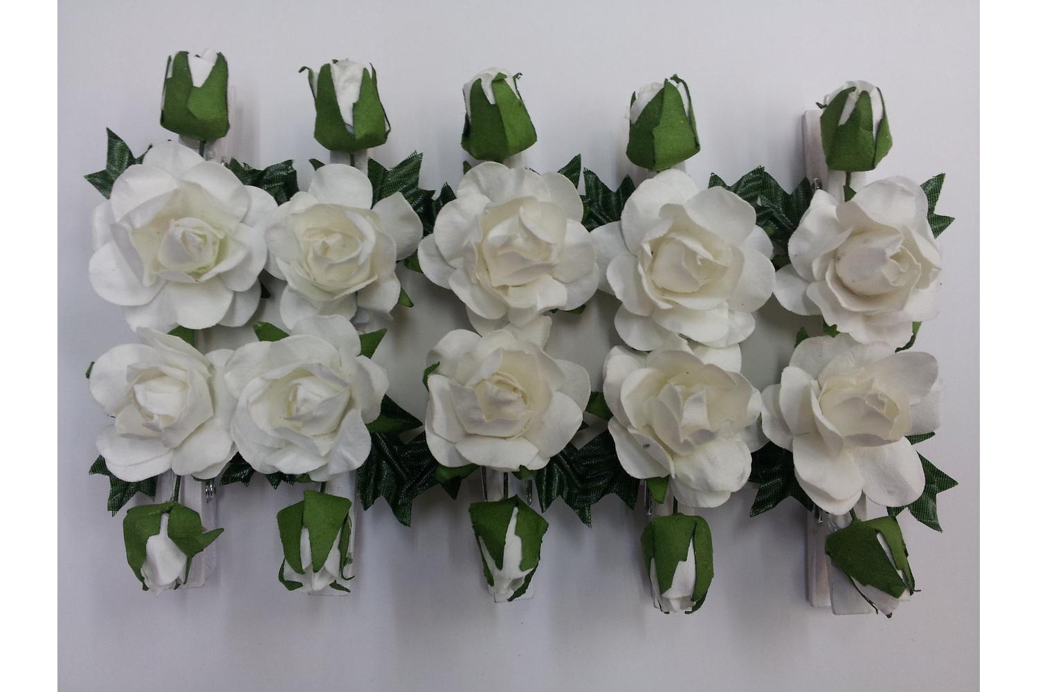 Occasions Gro-b1997wh - Pegs Rose Spray 32cm Pack Of 10 Whit