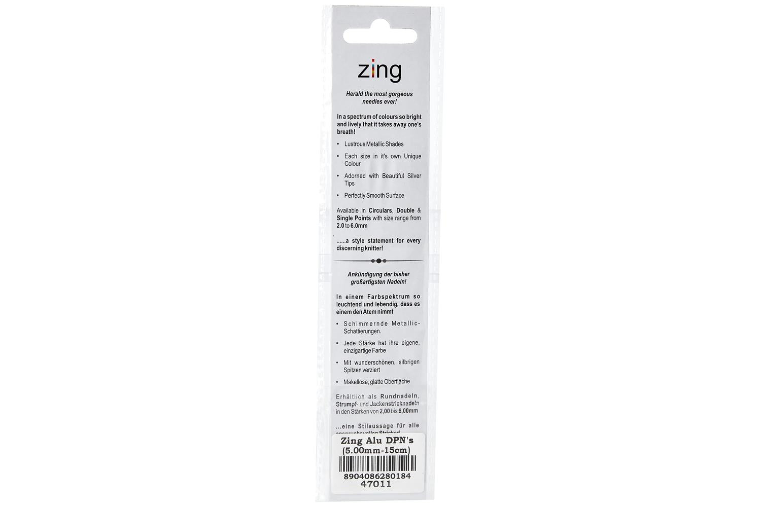 Knitpro Gro-kp47011 - Zing Dp 15x5 - Zing Knitting Pins Doub-2