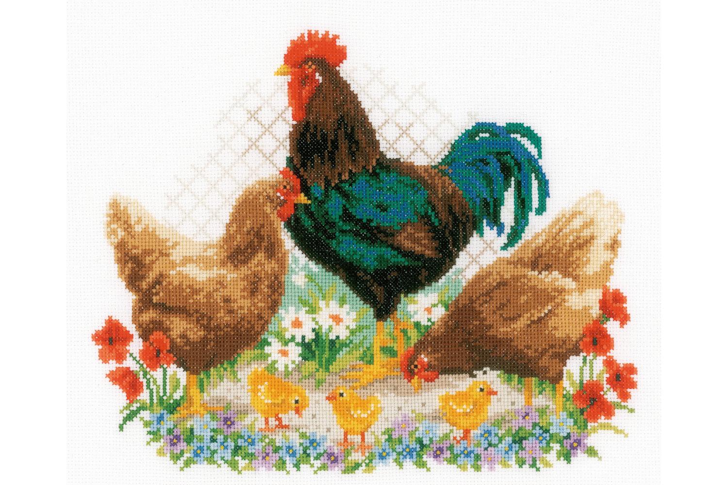 Vervaco Gro-pn-0170173 - Rooster And Chickens - Counted Cros-2