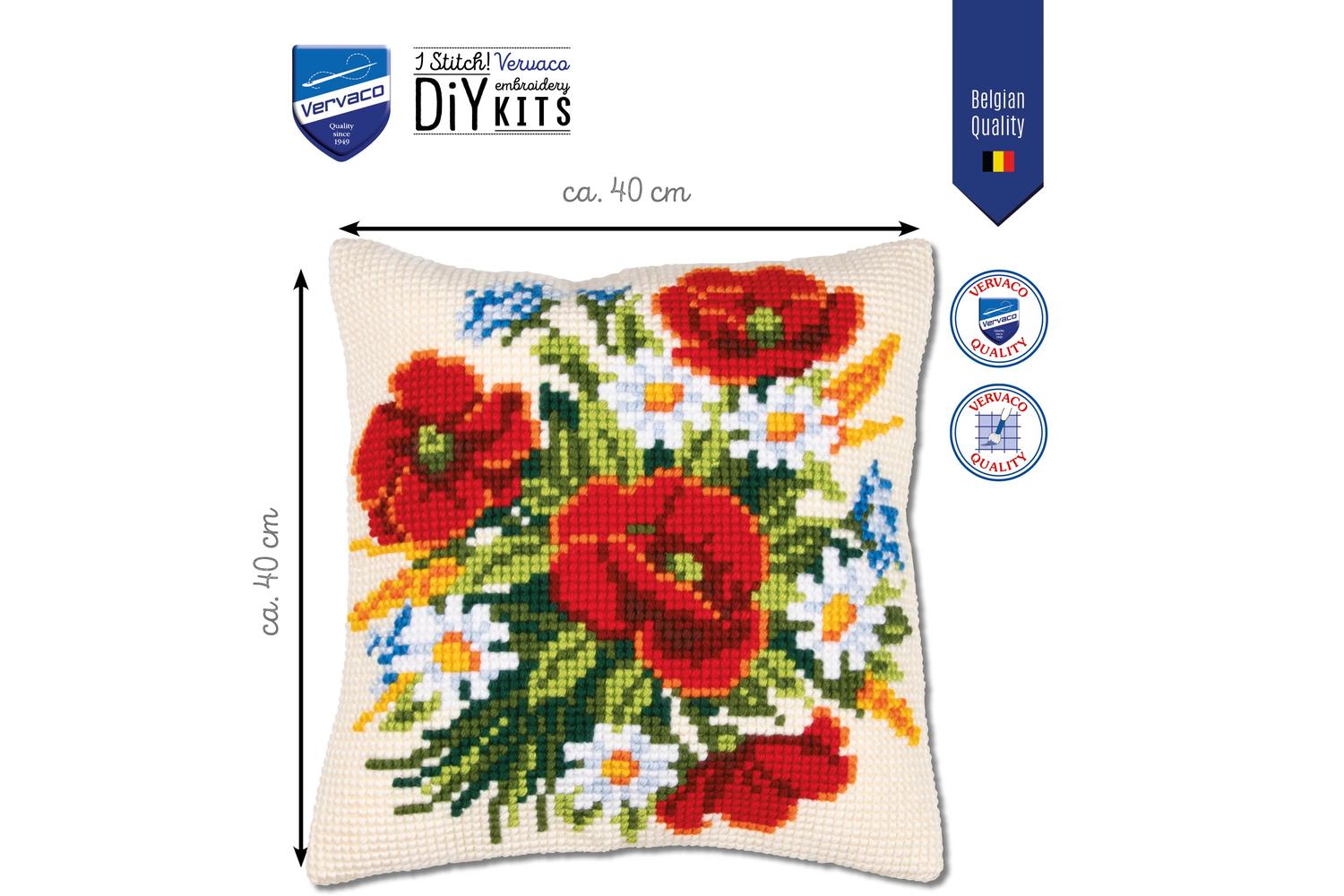 Vervaco Gro-pn-0008562 - Cushion Flowers - Cross Stitch Kit-2