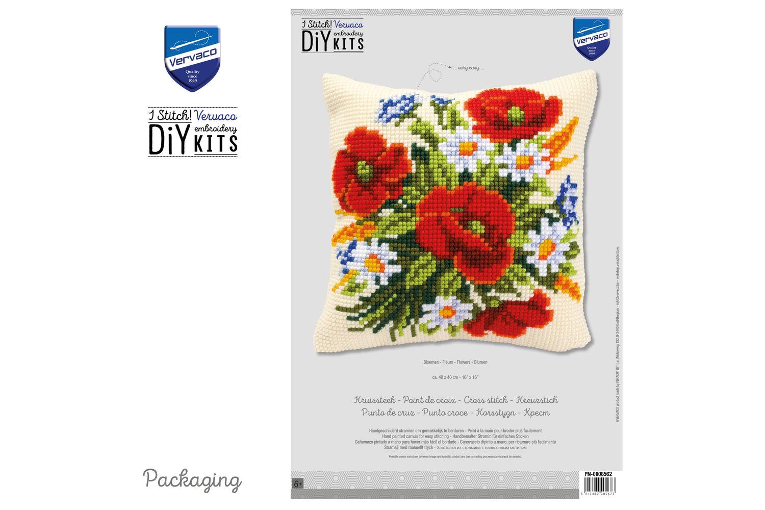 Vervaco Gro-pn-0008562 - Cushion Flowers - Cross Stitch Kit-3