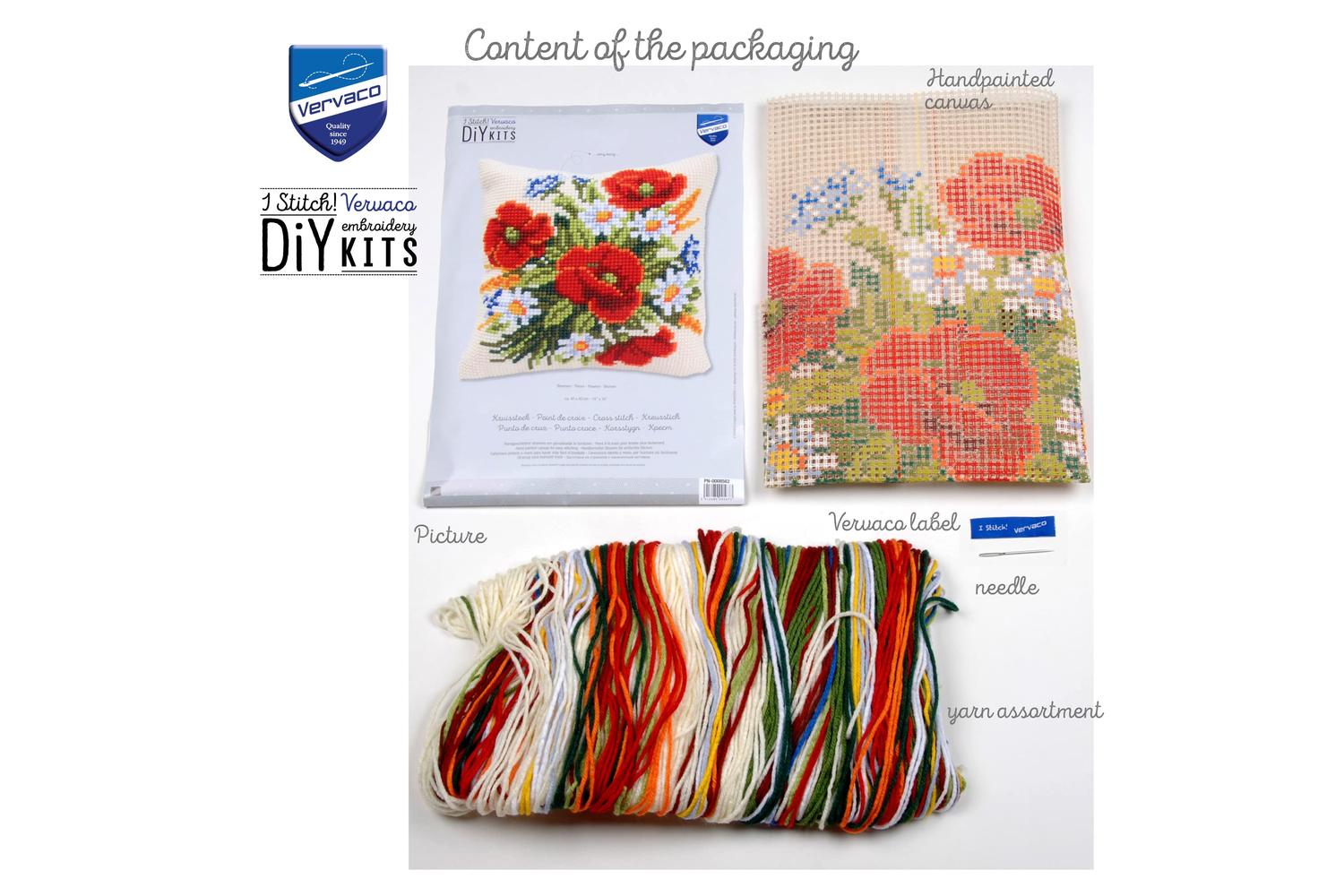Vervaco Gro-pn-0008562 - Cushion Flowers - Cross Stitch Kit-4