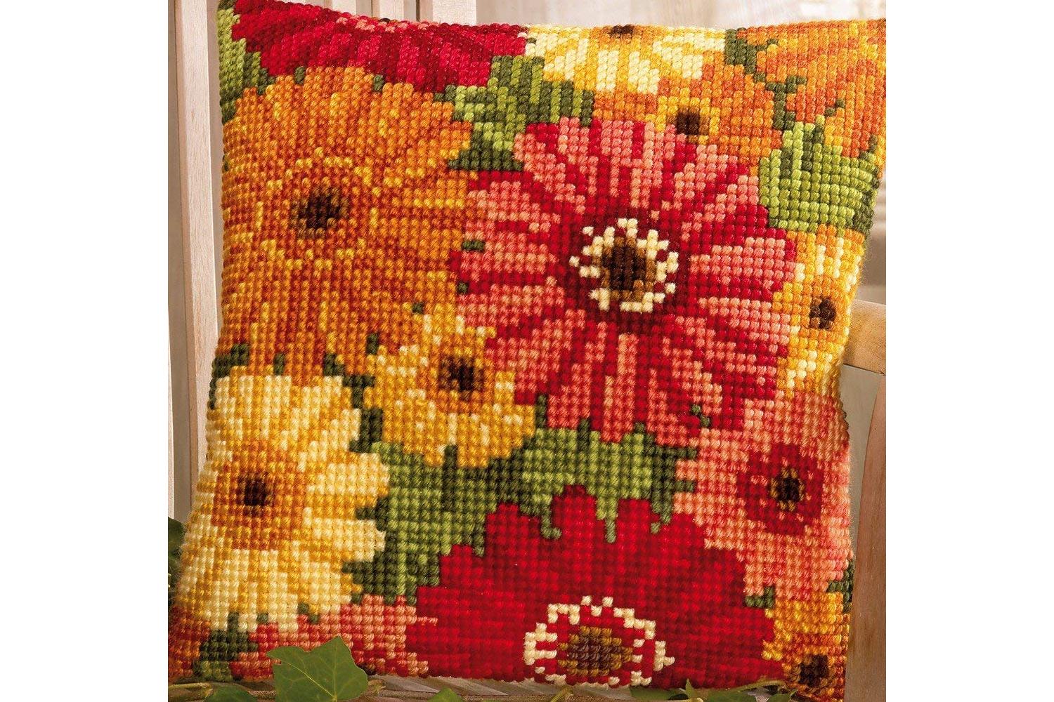 Vervaco Gro-pn-0008796 - Cushion Gerbera - Cross Stitch Kit
