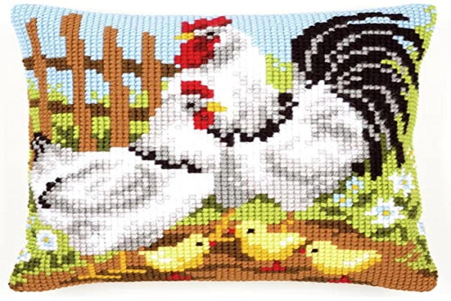 Vervaco Gro-pn-0146209 - Cushion Roosters - Cross Stitch Kit