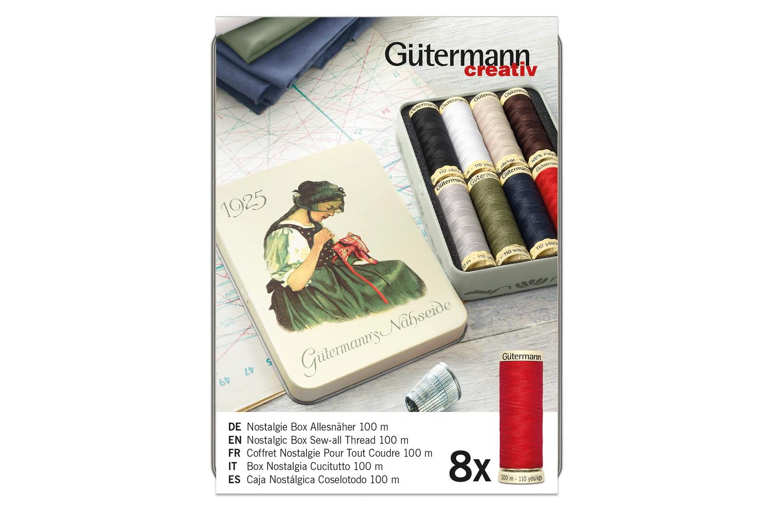 Gutermann Gro-640950 - Nbox 1925 8x100m - Thread Storage Tin-3