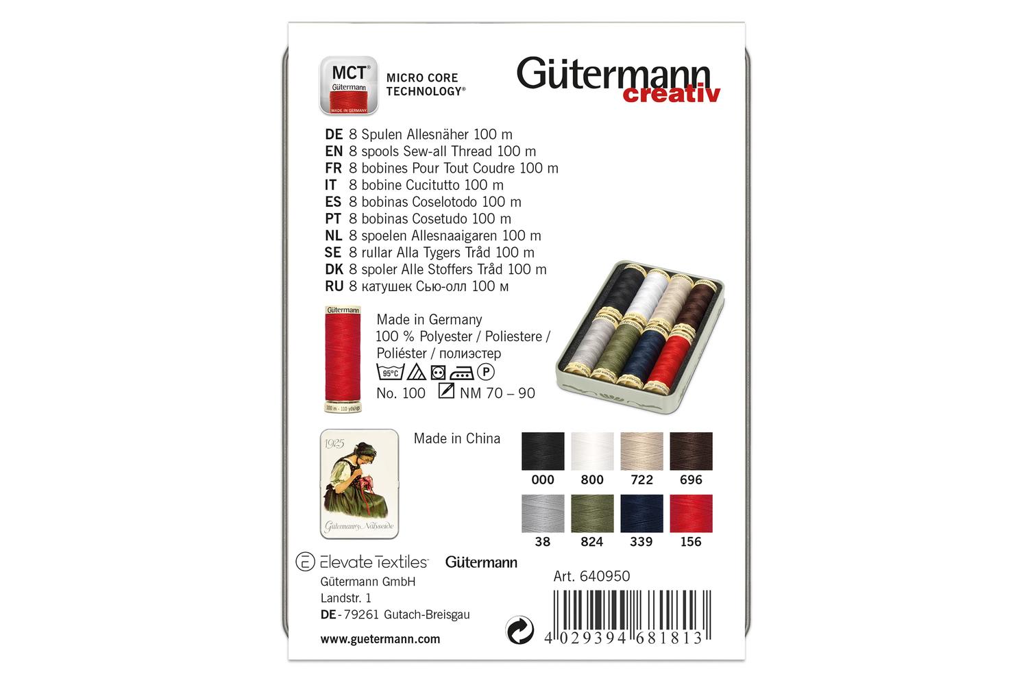 Gutermann Gro-640950 - Nbox 1925 8x100m - Thread Storage Tin-4