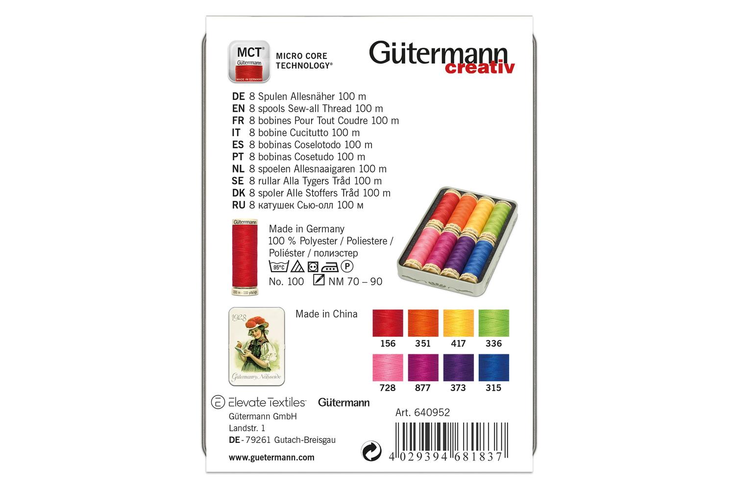 Gutermann Gro-640952 - Nbox 1928 8x100m - Thread Storage Tin-4