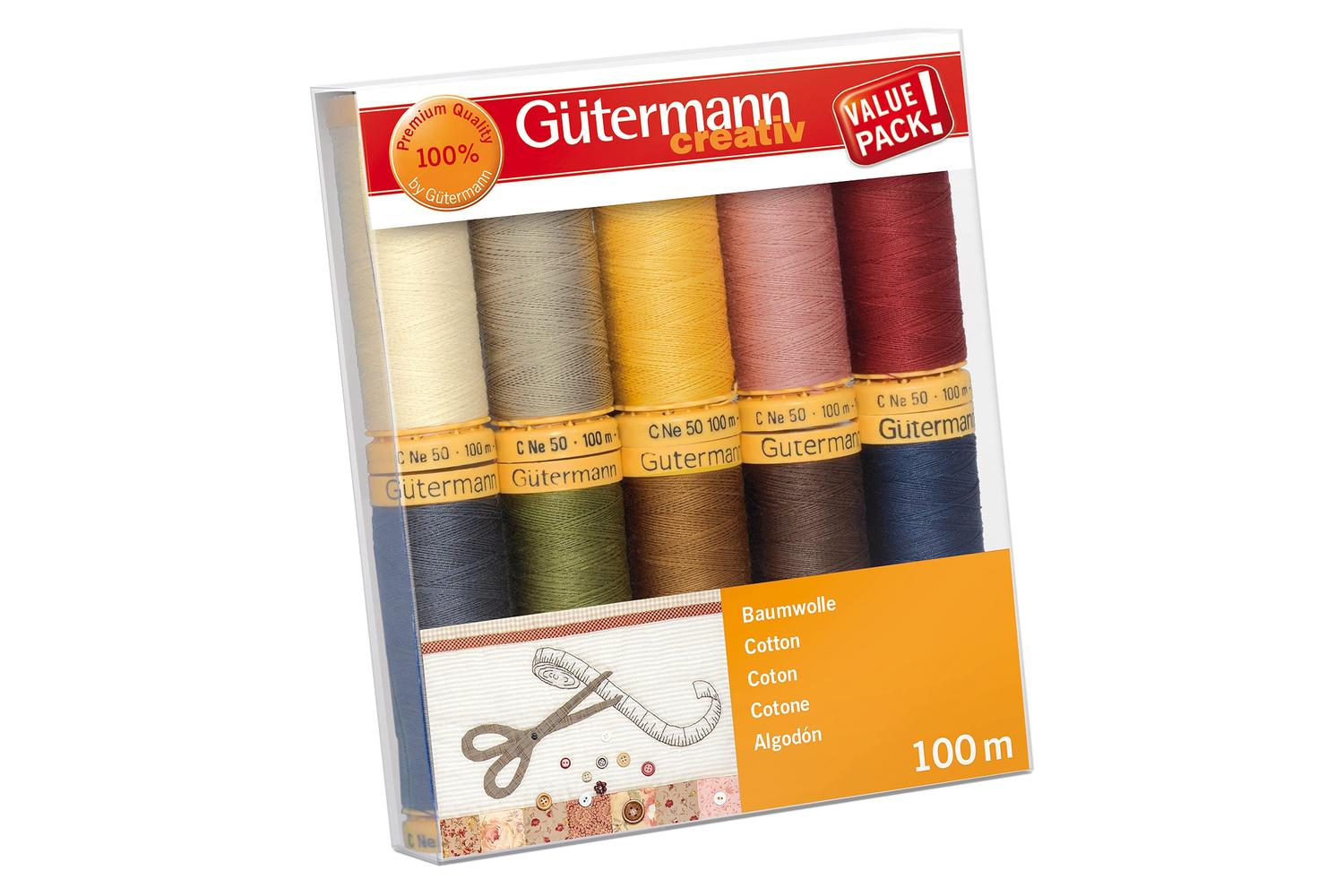 Gutermann Gro-734521\3 - Thread Set Natural Cotton C No50 10