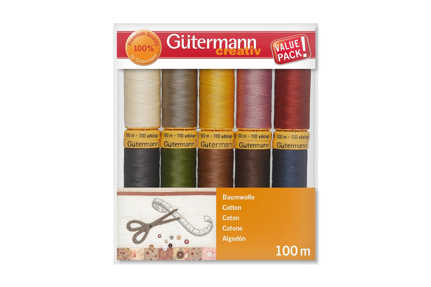 Gutermann Gro-734521\3 - Thread Set Natural Cotton C No50 10-2