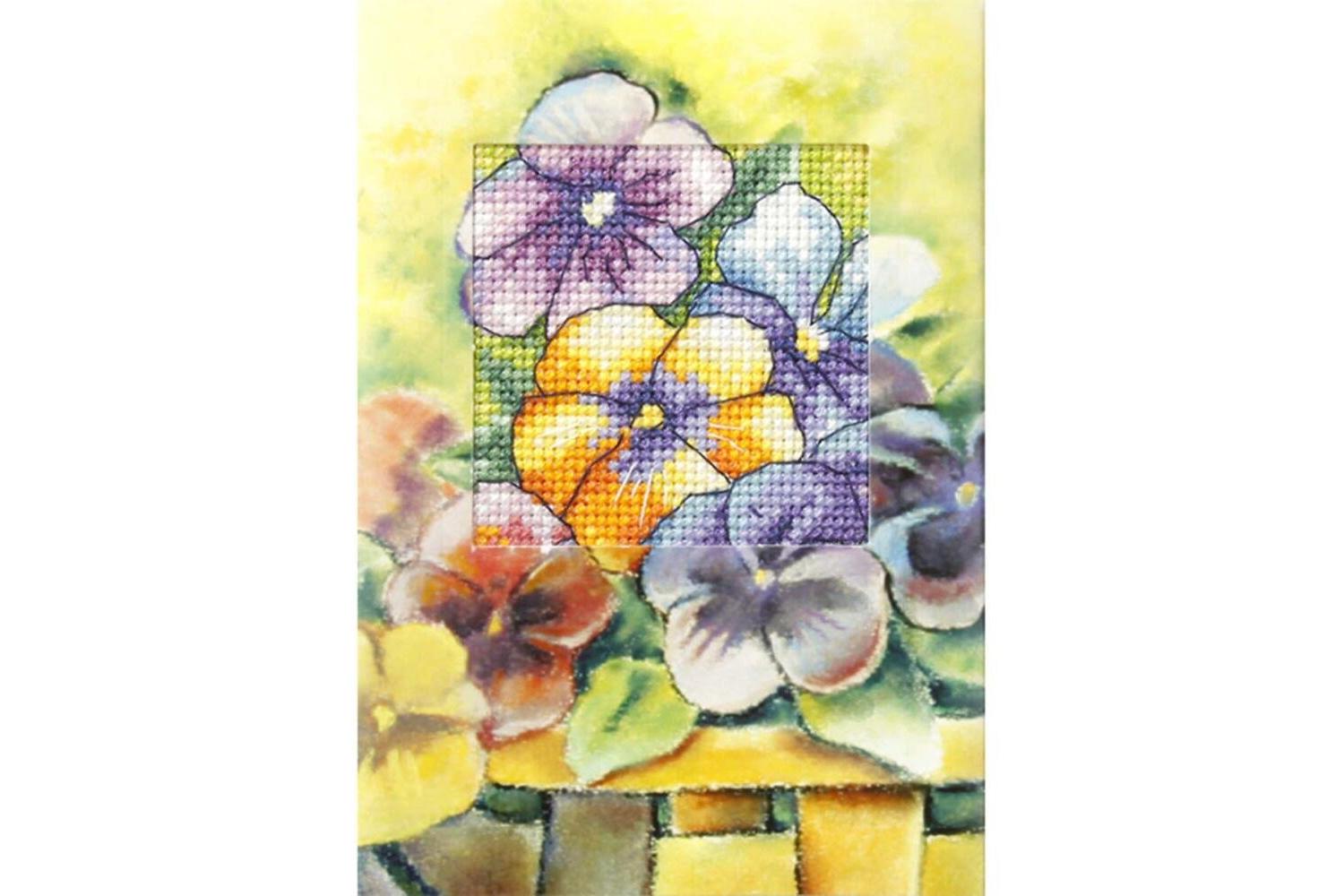 Orchidea Gro-orc.6213 - Gcard Pansies - Cross Stitch Kit Gre