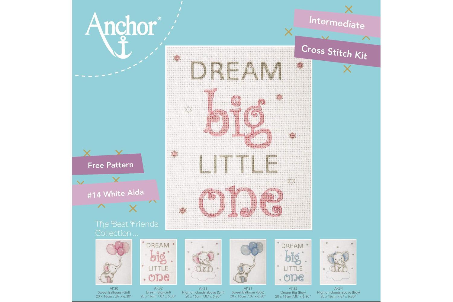 Anchor Gro-ak32 - Dream Big - Girl - Counted Cross Stitch Ki