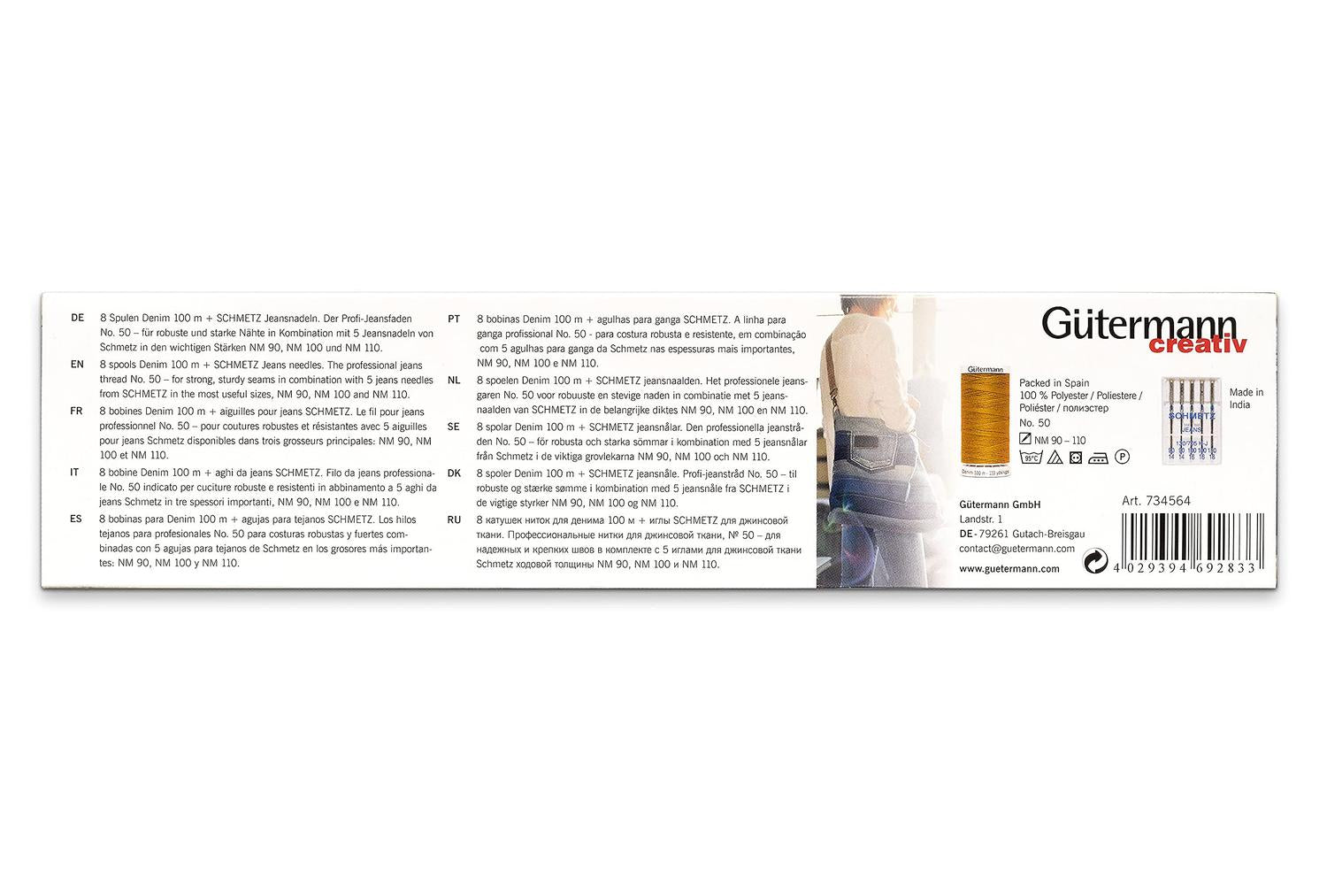 Gutermann Gro-734564 - Tset Denim 8x100 Ndls - Thread Set De-3