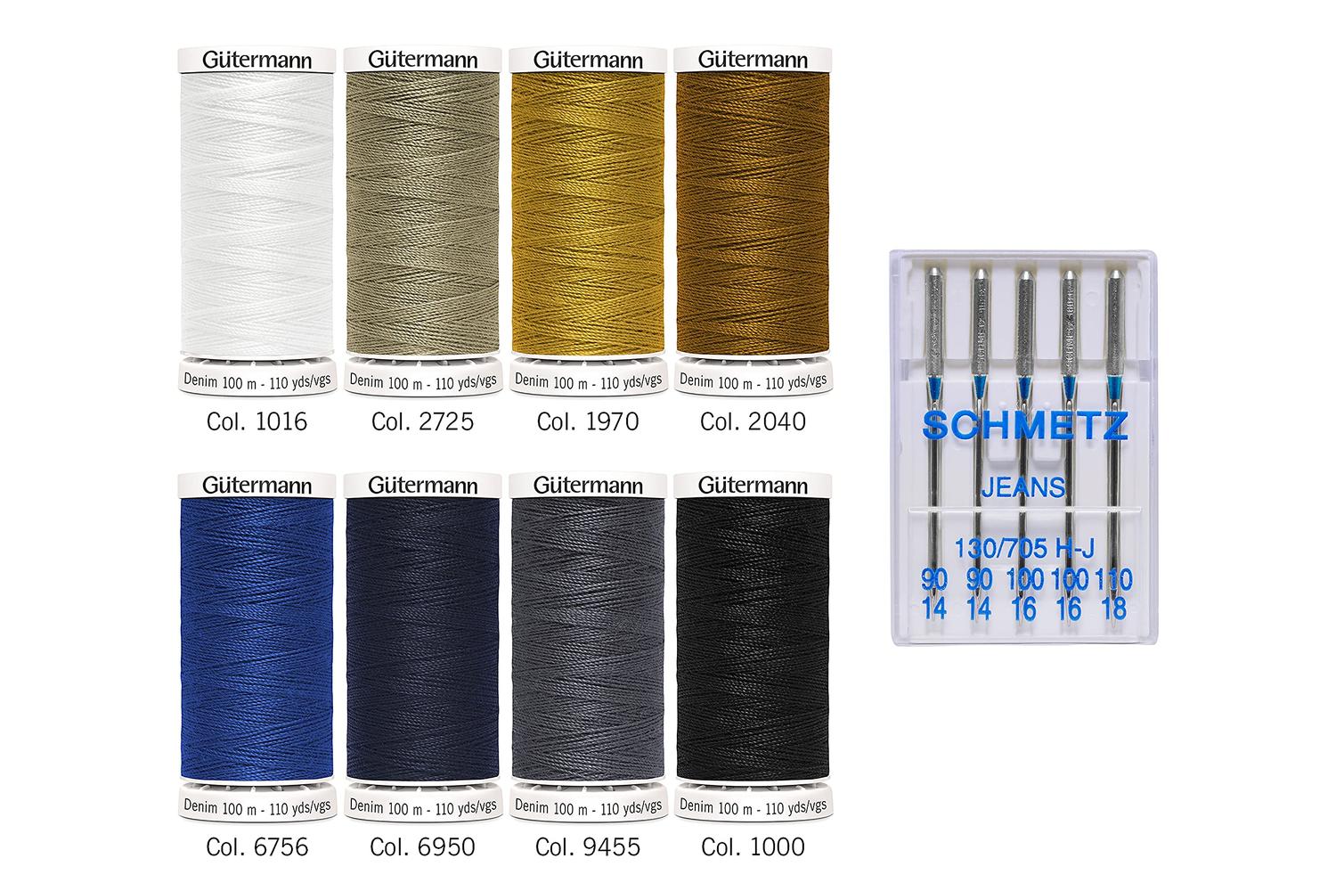 Gutermann Gro-734564 - Tset Denim 8x100 Ndls - Thread Set De-4