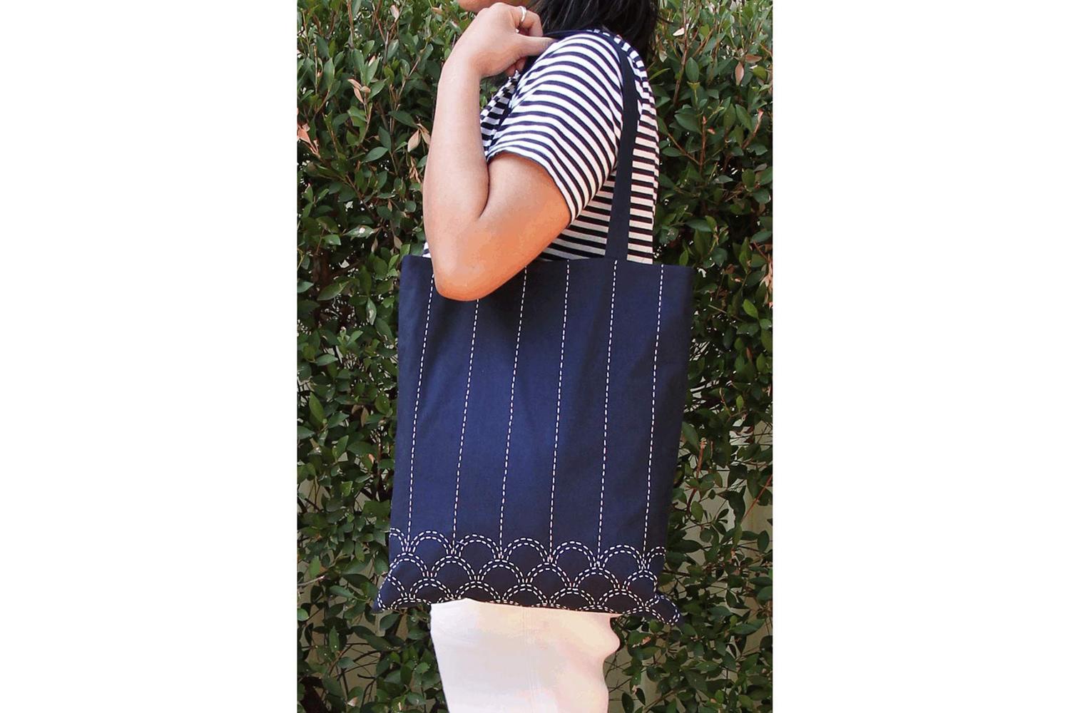Sew Easy Gro-ers.014 - Mini Tote Bag Kit - Sashiko Tote Bag-2
