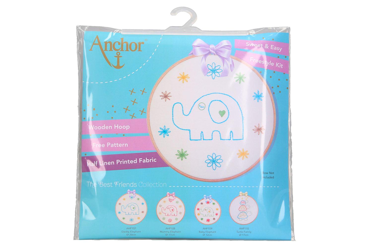 Anchor Gro-ahp107 - Dad Elephant - Embroidery Kit With Hoop-2
