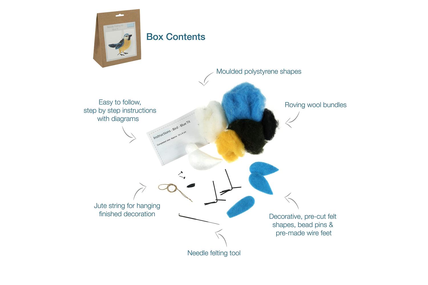 Trimits Gro-tck027 - Nfelting Blue Tit - Needle Felting Kit-4