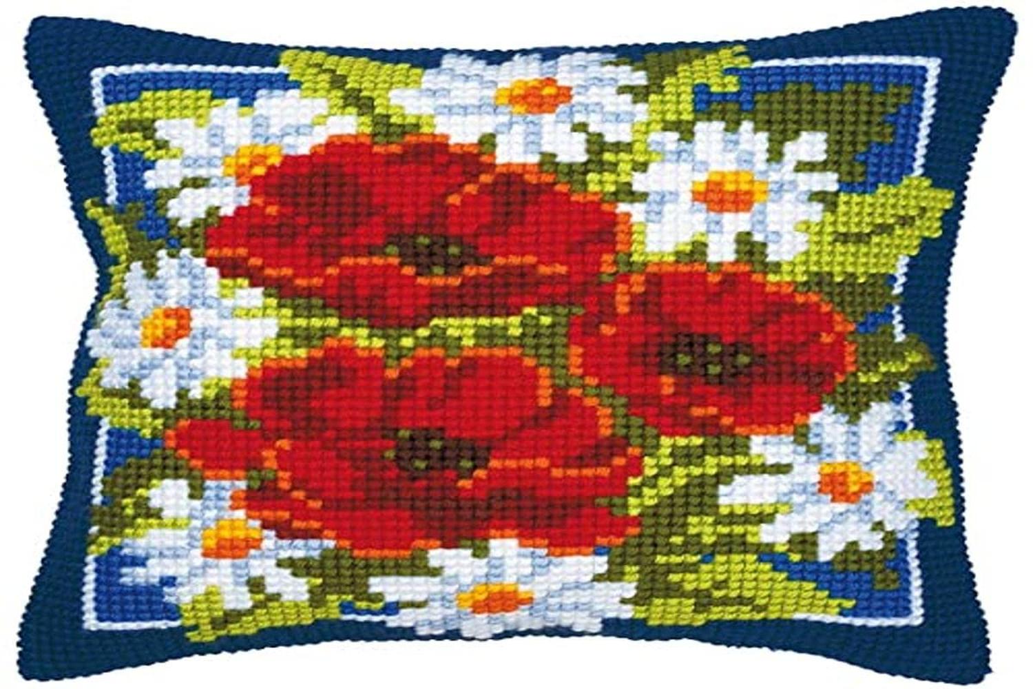 Vervaco Gro-pn-0008615 - Cushion Poppies - Cross Stitch Kit