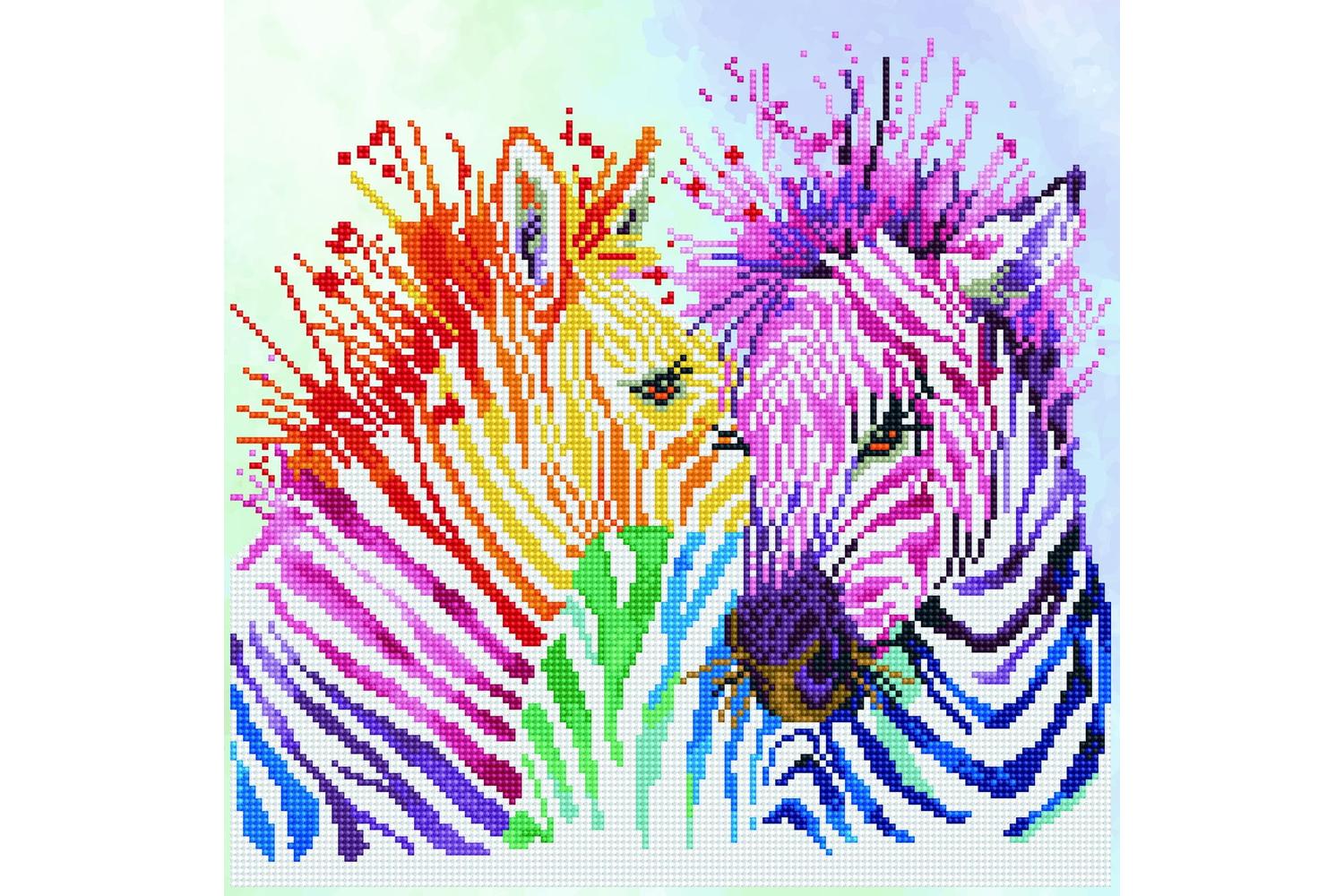 Diamond Dotz Gro-dd8.005 - Rainbow Zebras - Diamond Painting