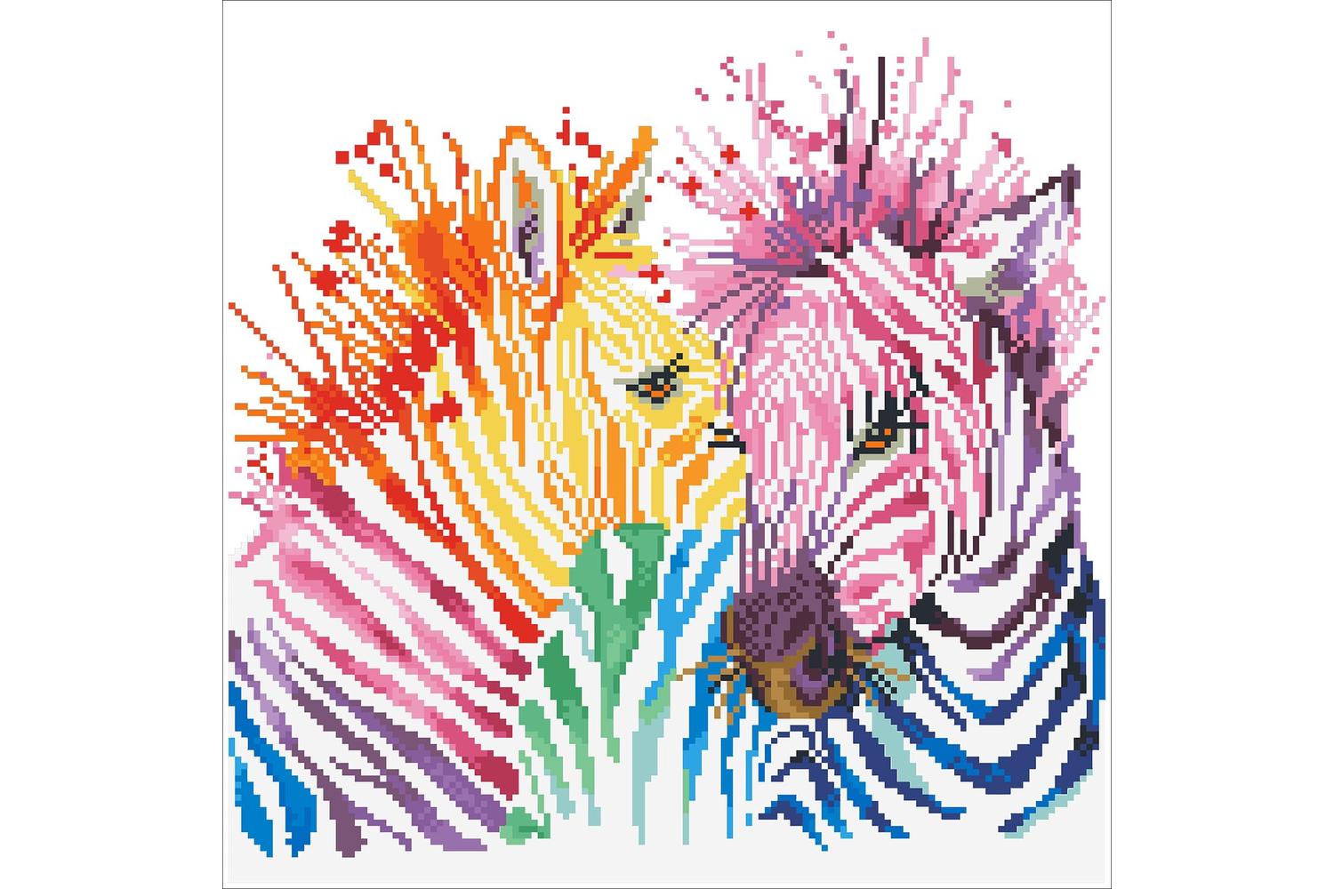 Diamond Dotz Gro-dd8.005 - Rainbow Zebras - Diamond Painting-3